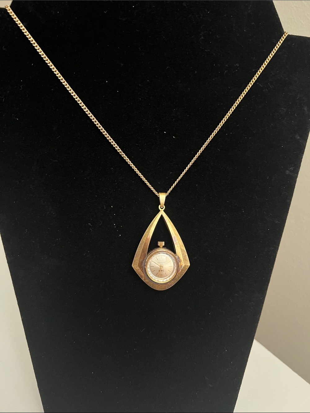Golden Sheffield Teardrop Pendant Watch Necklace - Heirloom Estate